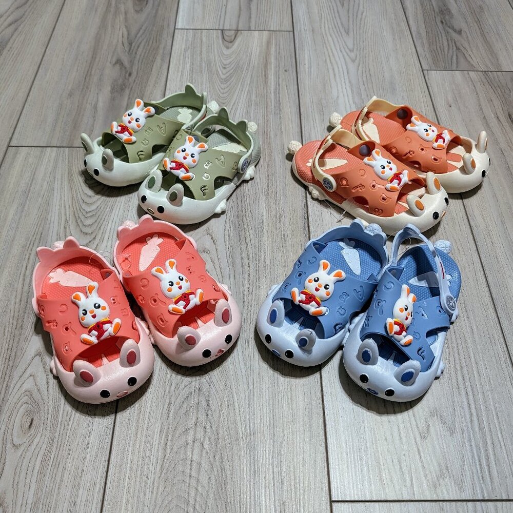 Cute Bunnies Slingback Clog Slip-on Shoes for Boys & Girls Size 4Y-8Y Green/Pink